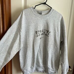 Gildan Gray Men's Crewneck Sweater - Cow Nike Symbol